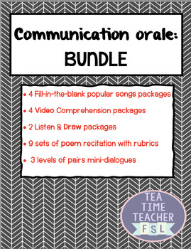 Preview of French Oral Communication: poems, songs, videos & drawing BUNDLE