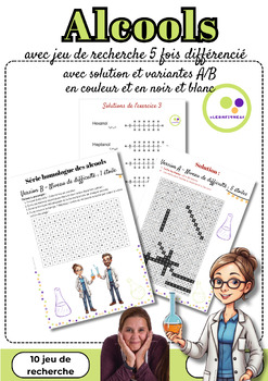 Preview of French: Organic Chemistry | Homologous series of alcohols | Word Search