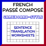 French PASSÉ COMPOSÉ Sentence Translation Worksheets