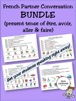 Preview of French Partner Conversation BUNDLE: present tense of être, avoir, aller & faire