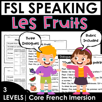 Preview of French Partner Conversation (Dialogue) Les Fruits  | Core French Imersion