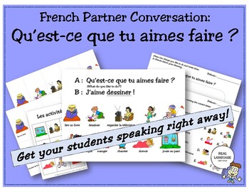 Preview of French Partner Conversation: Qu’est-ce que tu aimes faire? (activities)