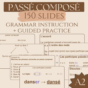 Preview of French Passé Composé Google Slides (Instruction + Guided Practice)