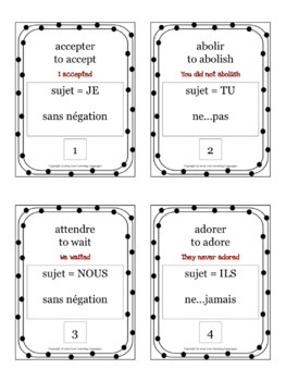French Pass Compos With Avoir Challenge Task Cards Activity Tpt