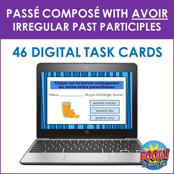 Preview of French Passé Composé with AVOIR - Irregular Verbs BOOM CARDS