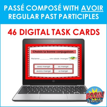 Preview of French Passé Composé with AVOIR BOOM CARDS - Regular Verbs