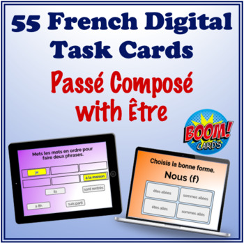 Preview of French Passé Composé with Être Digital Task Cards (55 Boom Cards)