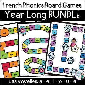 Preview of French Vowel Sounds Phonics Board Games Year Long BUNDLE