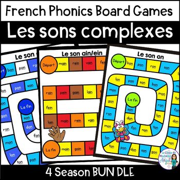 Preview of French Phonics Four Season Board Games BUNDLE | Les sons complexes