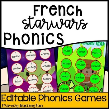 Preview of French Editable Starwars Phonics Games, Diphthongs and Digraphs, 144 words!