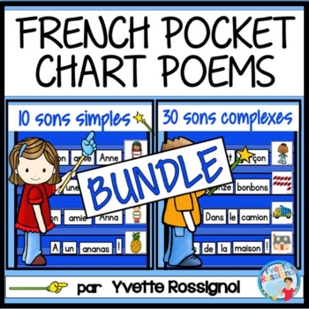 Preview of French Phonics Pocket Chart Poems BUNDLE | Poèmes pour tableau à pochettes