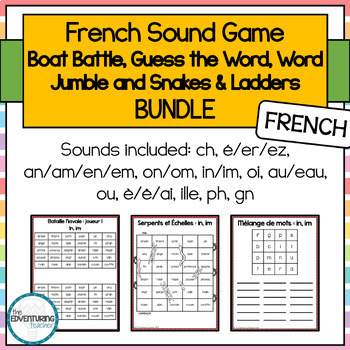 Preview of French Phonics and Sound Games - boat battle, word jumble, and more - BUNDLE