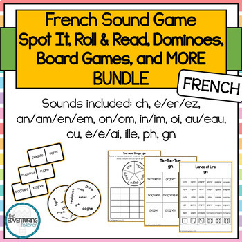 Preview of French Phonics and Sound Games - roll&read,spot it,dominoes,board games - BUNDLE