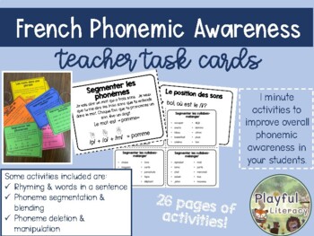 Preview of French Phonological Awareness Teacher Task Cards (1 minute activities)