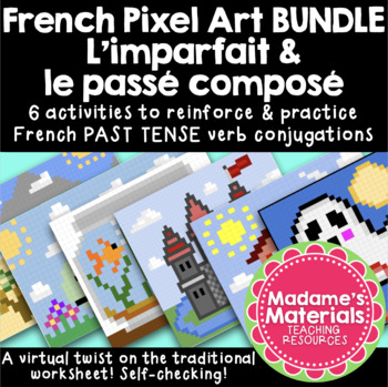 Preview of French Pixel Art / Coloriage Magique BUNDLE: Passé composé + Imparfait Verbs