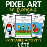 French Pixel Art | L'été | Summer | Printable Colouring Activity