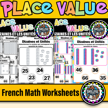 Preview of French Place Value Tens and Ones Worksheet | les dizaines et les unités