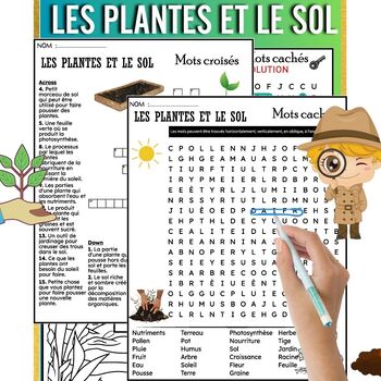 Preview of French Plants and Soil - Les Plantes Et Le Sol ,Mots Croisés, Cachés, Coloriage