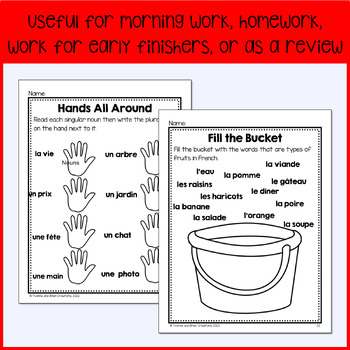 French Plural Nouns Grammar Worksheets - Grammaire française Le Pluriel ...