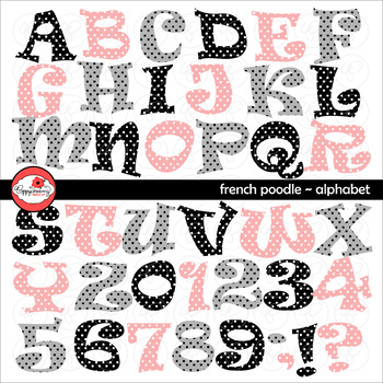 Preview of French Poodle Alphabet Letters and Numbers Clipartby Poppydreamz