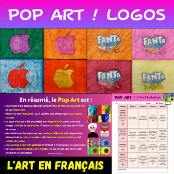 Preview of French Pop Art Lesson & Activity : Logos (Art en français)