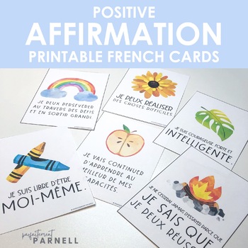 Preview of French Positive Affirmation Cards