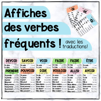 Preview of French Posters for Common Verbs / Affiches des verbes fréquents (11x17)