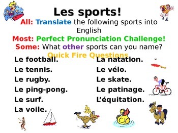 French Teaching Resources Powerpoint Presentation Sports By Lovemfl