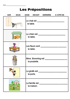 French Prepositions Practice FSL by MmeBrowning | TpT