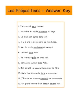 French Prepositions Worksheet - Les Prépositions by LittleBig Learning