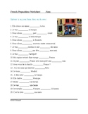 French Prepositions Worksheet: Prépositions: à, au, pour, 