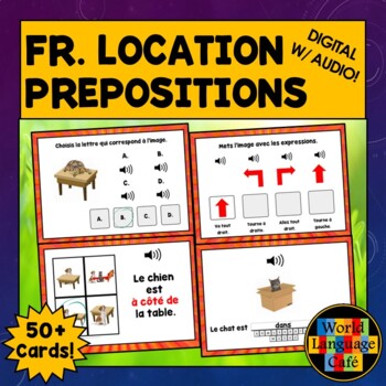 Preview of FRENCH PREPOSITIONS OF LOCATION BOOM CARDS ⭐ Digital French Boom Cards ⭐