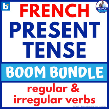 Preview of French Present Tense Regular & Irregular Verbs Boom™ Digital Task Cards BUNDLE