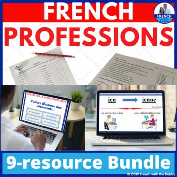 Preview of French Professions Presentations & Activities BUNDLE les professions