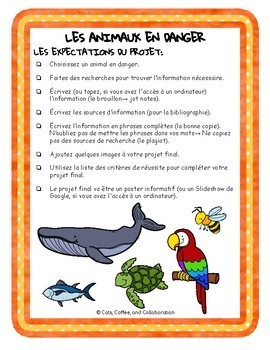 French Project Endangered Animals Les Animaux En Voie De Disparition