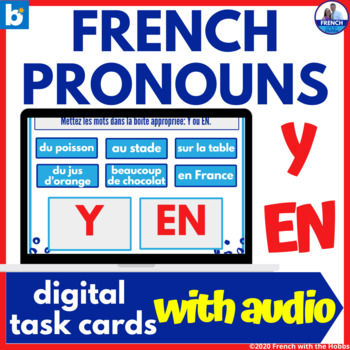 Preview of French Pronouns Y and EN Boom™ Digital Task Cards  les pronoms Y et EN