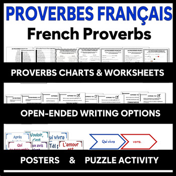 Preview of French Proverbs - Activities, Worksheets, Game, Posters (Proverbes français)