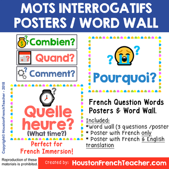 Preview of French Question Word - Les mots interrogatifs - POSTERS / WORD WALL