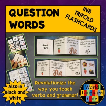 Preview of French Question Words Interrogatives Interactive Notebook Trifold Flashcards