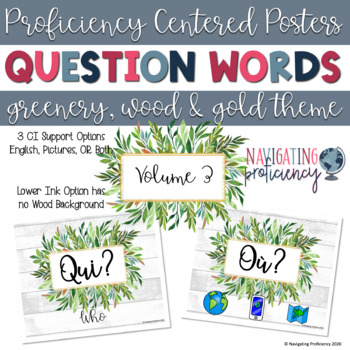 French Question Words Posters Greenery Gold Theme Volume 3 Tpt