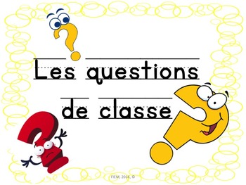 Preview of French: Questions de classe, Core French & French Immersion