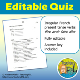 French Quiz - Irregular Verbs Etre, Aller, Avoir, Faire