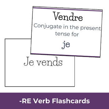 Preview of French -RE Verb Game Print and Go Flashcards for Beginners