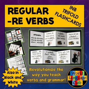 Preview of French RE Verbs Flashcards Interactive Notebook Trifold Flashcards