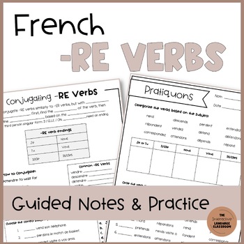 Preview of French -RE Verbs Guided Notes & Practice