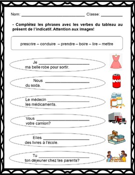 French -RE Verbs: Les Verbes en -RE WORKSHEETS/ACTIVITIES | TPT