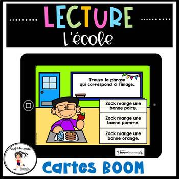 Preview of French Reading BOOM Cards| Lecture de phrases simples -L'école Distance Learning