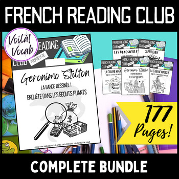 Preview of Intermediate French Reading Club - Complete English Activity Bundle