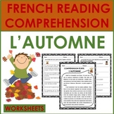 French Reading Comprehension: L'AUTOMNE/FALL IN FRENCH WORKSHEETS
