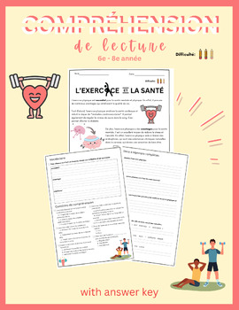 Preview of French Reading Comprehension - "L'exercice et la santé"